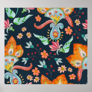 Poster Plaisir floral : Aquarelle texture de fleurs
