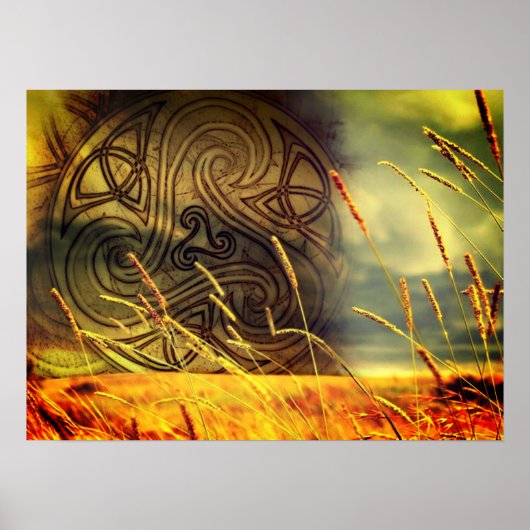 Poster Plakat, Poster, Triskele celtique, Natur, Feld, Gr (Devant)