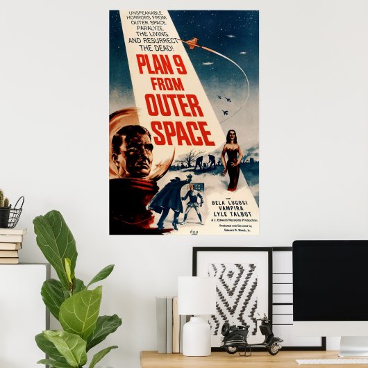 Poster Plan 9 de l'espace extra-atmosphérique - Vidéo Sci (Bureau à domicile)
