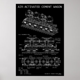 Poster Plan "Blueprint" du train à ciment activé par air