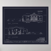 Poster Plan d'architecture vintage Alamo (Devant)