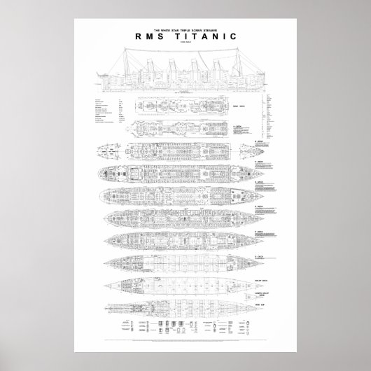 Poster Plan d'arrangement général Titanic (Devant)