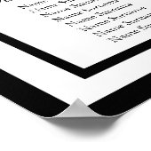 Poster Plan d'assise de table Mariage noir simple Imprime (Coin)