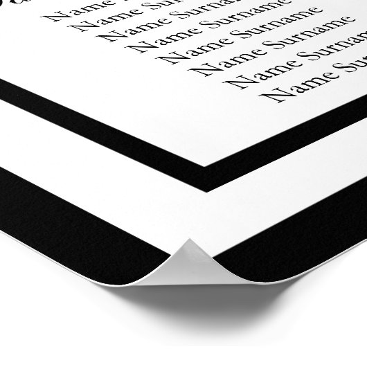 Poster Plan d'assise de table Mariage noir simple Imprime (Coin)