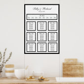 Poster Plan d'assise de table Mariage noir simple Imprime (Cuisine)