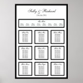 Poster Plan d'assise de table Mariage noir simple Imprime (Devant)