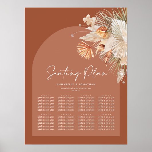 Poster Plan d'assise mariage Bohenian rouille en terre cu (Devant)