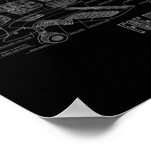 Poster Plan d'avion de chasse F6f Hellcat de la Seconde G (Coin)