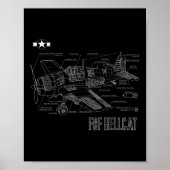 Poster Plan d'avion de chasse F6f Hellcat de la Seconde G (Devant)