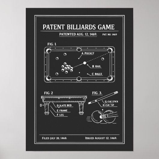 Poster Plan de billard breveté (Devant)