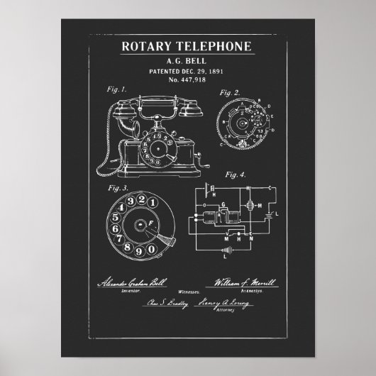 Poster Plan de brevet de téléphone rotatif (Devant)
