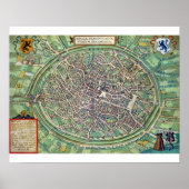 Poster Plan de Bruges, de 'Civitates Orbis Terraru (Devant)