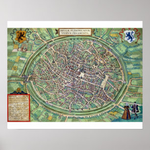 Poster Plan de Bruges, de 'Civitates Orbis Terraru