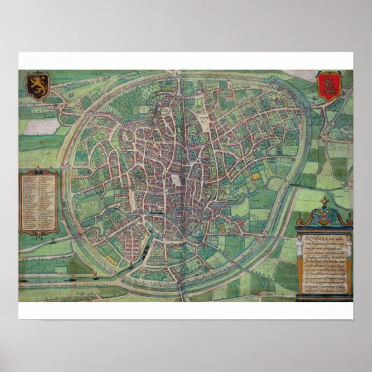 Poster Plan de Bruxelles, de 'Civitates Orbis Terra (Devant)