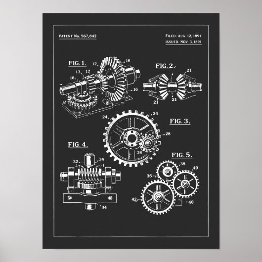 Poster Plan de conception d'engrenages industriels (Devant)