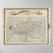 Poster Plan de Des Moines, comté de Polk, Iowa (Devant)