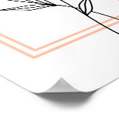 Poster Plan de fleurs noires avec cadre de pêche (Coin)