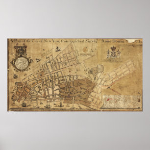 Poster Plan de la carte de la ville de New York (1755)