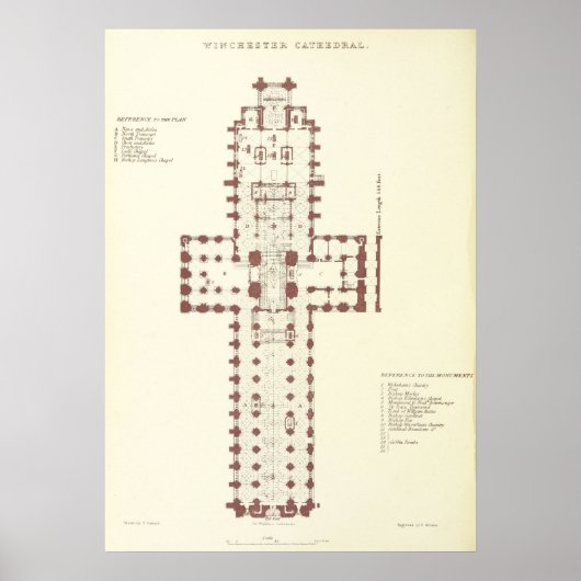 Poster Plan de la cathédrale de Winchester (Devant)