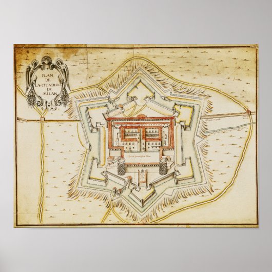 Poster Plan de la citadelle de Milan (Devant)