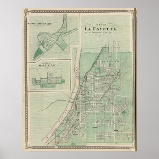Poster Plan de La Fayette avec Battle Ground City (Devant)