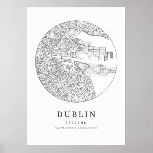 Poster Plan de la rue Dublin Ireland