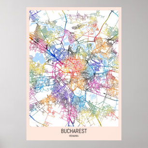 Poster Plan de la ville de Bucarest Roumanie