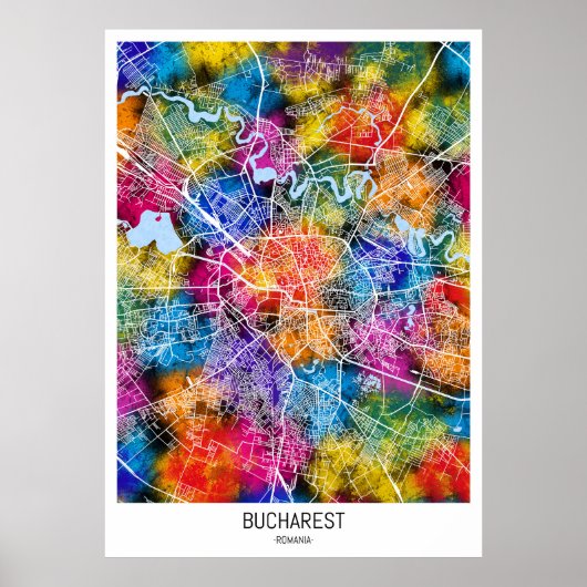 Poster Plan de la ville de Bucarest Roumanie (Devant)