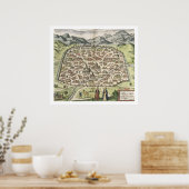 Poster Plan de la ville de Damas, Syrie, 1620 (gravure) (Cuisine)