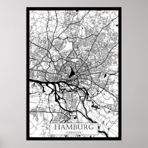 Poster Plan de la ville de Hambourg Allemagne