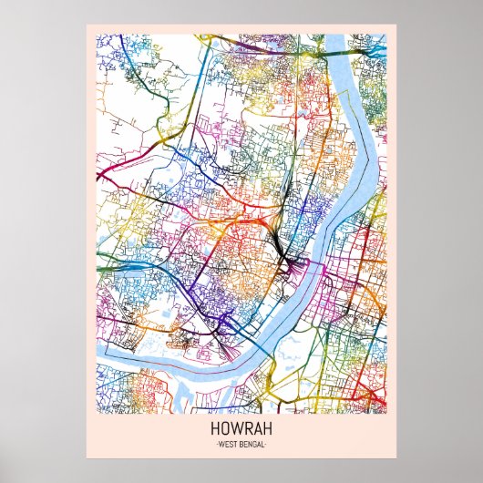Poster Plan de la ville de Howrah Bengale occidental (Devant)