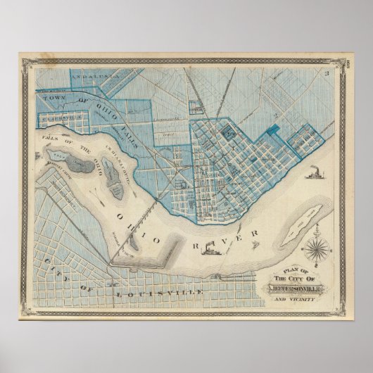 Poster Plan de la ville de Jeffersonville et ses environs (Devant)