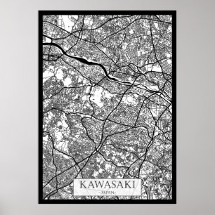 Poster Plan de la ville de Kawasaki Japon