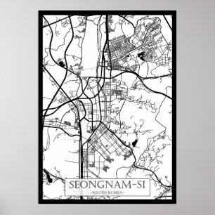 Poster Plan de la ville de Seongnam-si en Corée du Sud