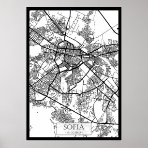 Poster Plan de la ville de Sofia Bulgarie