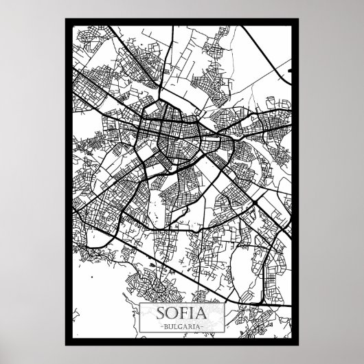 Poster Plan de la ville de Sofia Bulgarie (Devant)