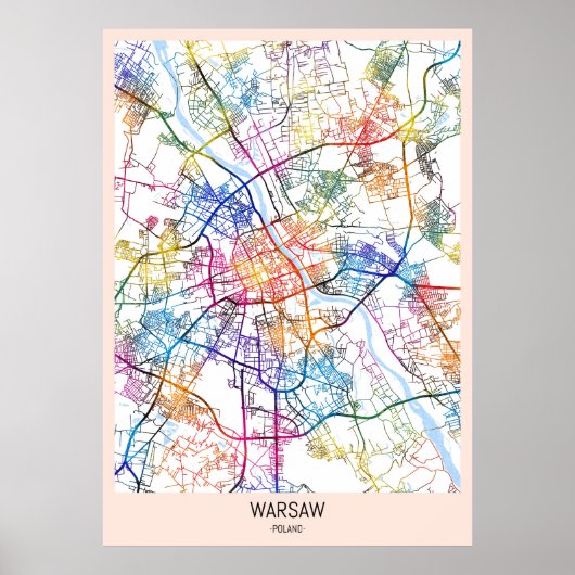 Poster Plan de la ville de Varsovie Pologne (Devant)