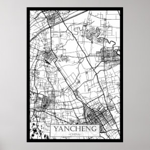 Poster Plan de la ville de Yancheng en Chine