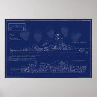 Poster Plan de l'USS The Sullivans DD-537