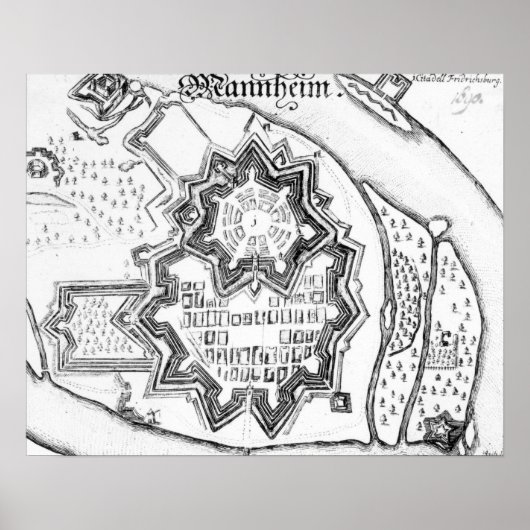 Poster Plan de Mannheim, Allemagne 1690 (Devant)
