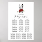 Poster plan de mariage à fleurs de roses rouges (Devant)