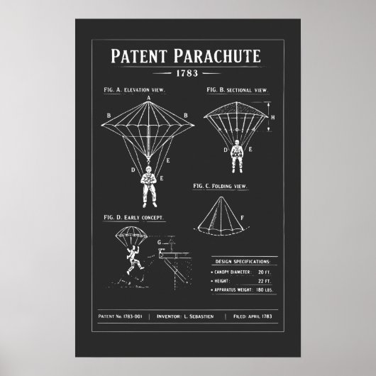 Poster Plan de parachute breveté (Devant)