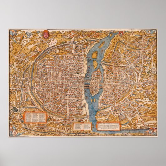 Poster Plan de Paris par Truschet et Hoyau (1553) (Devant)