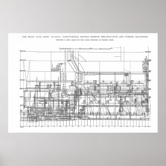 Poster Plan de profil du moteur Titanic