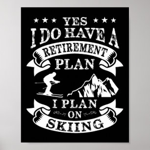 Poster Plan de retraite sur le ski Pension de ski vintage