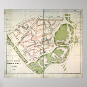 Poster Plan de rue proposé pour West Fenway, Boston MA