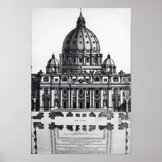 Poster Plan de Saint-Pierre, Rome, gravé par (Devant)