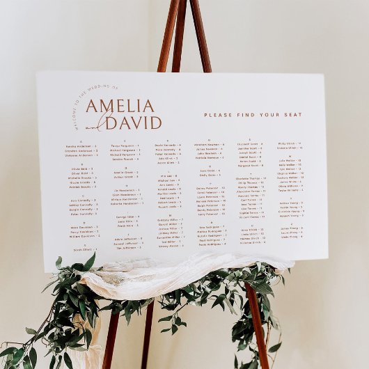 Poster Plan de salle par ordre alphabétique moderne Trouv