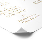 Poster Plan de siège alphabétique horizontal en or rustiq (Coin)