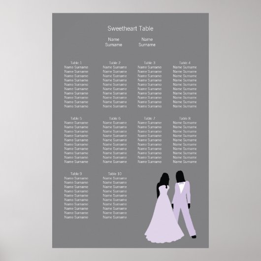 Poster Plan de siège de deux Mariage(Lilac et Grey) (Devant)